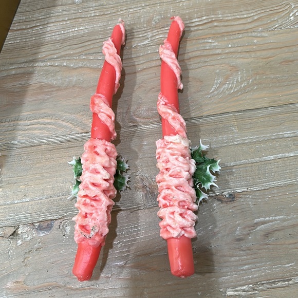 Vintage Penn Wax Works Christmas Holly Taper Candles - Picture 3 of 7